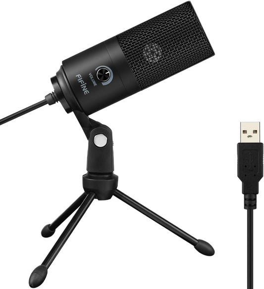 USB-Microfoon Zwart – Condensatormicrofoon – Studio Opnamemicrofoon – Streamingmicrofoon – Podcastmicrofoon – Plug & Play Via USB – Cardioïde Opnamepatroon