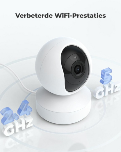 Beveiligingscamera - Wifi-beveiligingscamera - Baby Camerabewaking - Draadloos - voor Binnen - 2.4 & 5GHz - CCTV-camera - met AI-detectie van Mens - Huisdier - Automatisch Volgen - 3x Optische Zoom - Oudere Huisdieren - Tweerichtingsgeluid - Wit