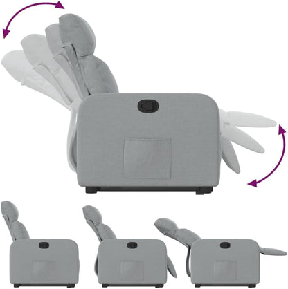 Relaxstoel Met Opstahulp – Tv-Stoel – Ligstoel – Enkelvoudige Relaxstoel – Verstelbare Stoel – Elektrische Opstahulp – Handmatig Kantelsysteem – Lichtgrijze Polyester Stof