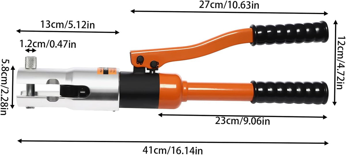 OUKANING Hydraulic Crimping Tool 10T with 360° Rotating Head and Interchangeable Shapes (TH/U/V/M Series), for Aluminium Plastic, PEX, Copper Tubes, Ergonomic, Oilproof (TH16, TH20, TH26, TH32) - QUORE
