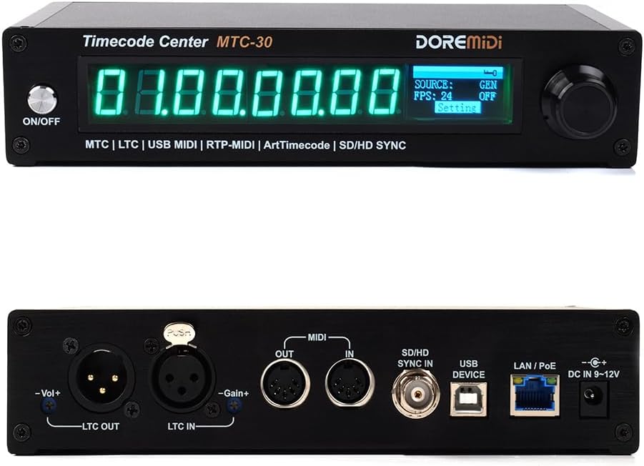 Timecode Center MTC-30 Ondersteunt Timecode Reader Generator Converter SMPTE LTC ArtTimeCode RTP-MIDI MMC PoE (MTC-30)