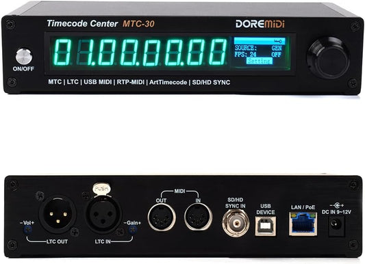 Timecode Center MTC-30 Ondersteunt Timecode Reader Generator Converter SMPTE LTC ArtTimeCode RTP-MIDI MMC PoE (MTC-30)