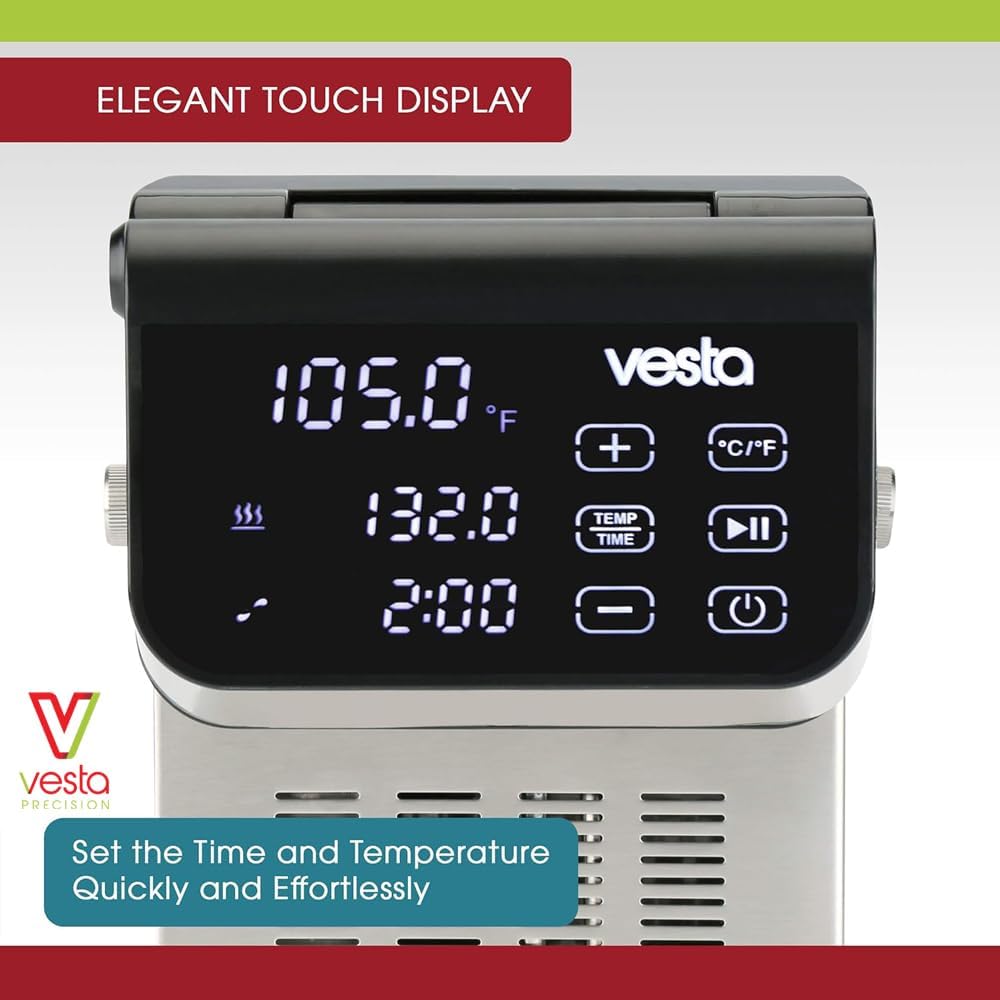 Vesta Precision Imersa Expert SV320 Professionele Thermocirculator Roner voor koken op lage Temperatuur | Inclusief Wi-Fi Control-app en timer | Zwarte vacuüm kookmachine