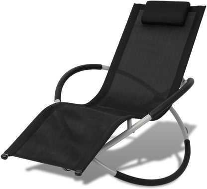 Zonnebad, geometrisch ligbed voor buiten, staal, zwart en grijs, strandligstoel, ontspanning, voor tuin, terras, balkon, camping - QUORE