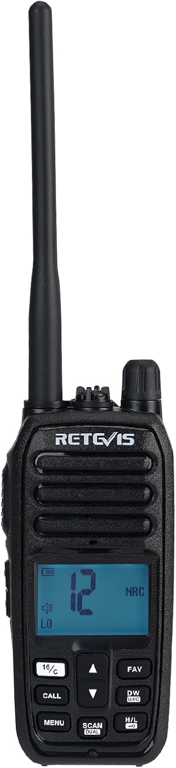 Retevis RM21 Handheld Marine Radio, IP67 Waterdichte Walkie Talkie, AI Intelligente Ruisonderdrukking, 88 Kanalen Ship to Shore Two Way Radio voor Kustwacht, Kajakken, Vissen(Zwart,1 Pack)