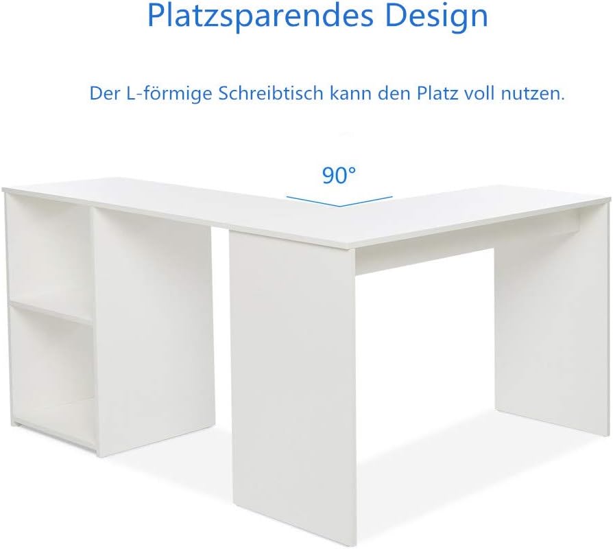 Mondeer Hoekbureau, hout, wit, 108 × 135 × 73,5 cm