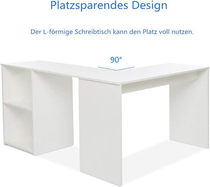 Mondeer Hoekbureau, hout, wit, 108 × 135 × 73,5 cm