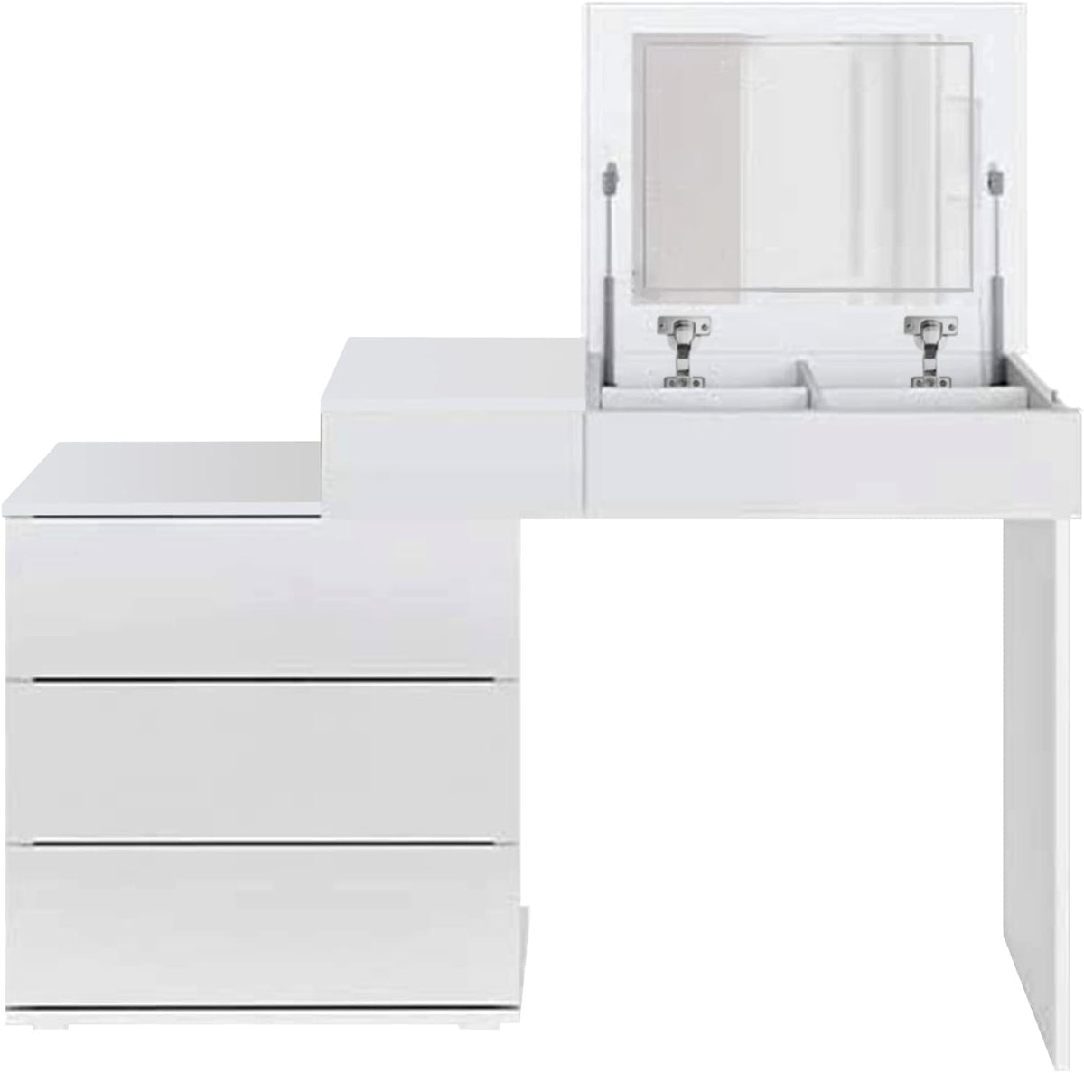 ML-Design Dressing Table White With Folding Mirror, 4 Drawers & 4 Compartments, 117.5x78x45cm, Cosmetic Table For Women & Girls, Made of MDF Wood, Makeup Table - QUORE