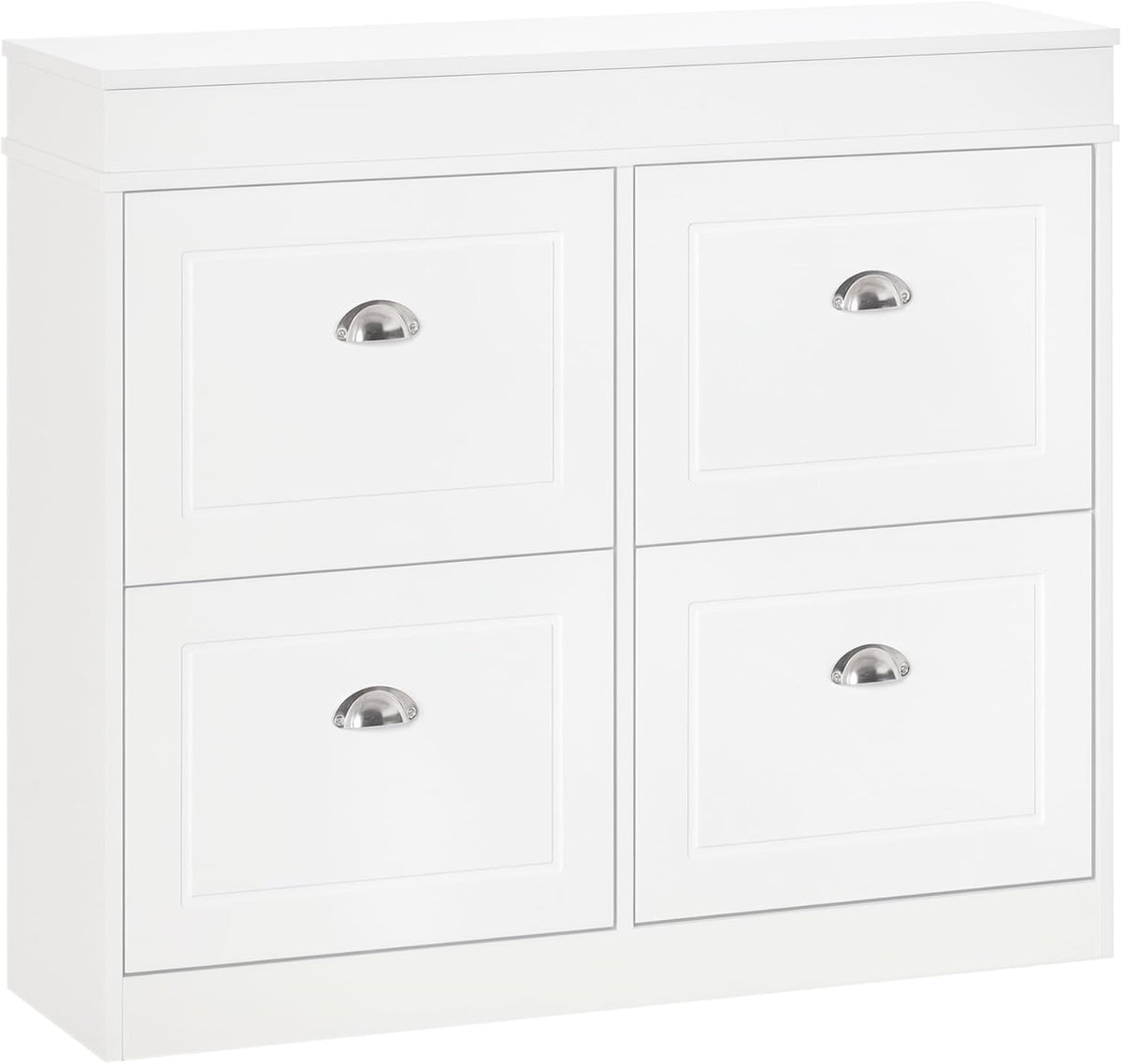 HOMCOM Shoe Cabinet with 4 Drawers Storage Modern Simple Design Cabinet Chipboard MDF White 98 x 24 x 83 cm - QUORE