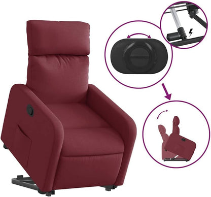 Relaxstoel – Fauteuil – Ligstoel – Tv-Stoel – Opstahulpstoel – Elektrische Opstahulp – Handmatige Ligfunctie – Wijnrode Stof