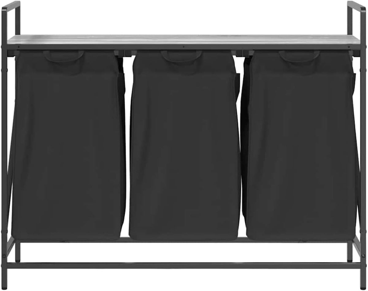 Gecheer Laundry basket 3 compartments with shelf grey Sonoma, laundry basket laundry basket for baby clothes bedding shoes 859063 - QUORE