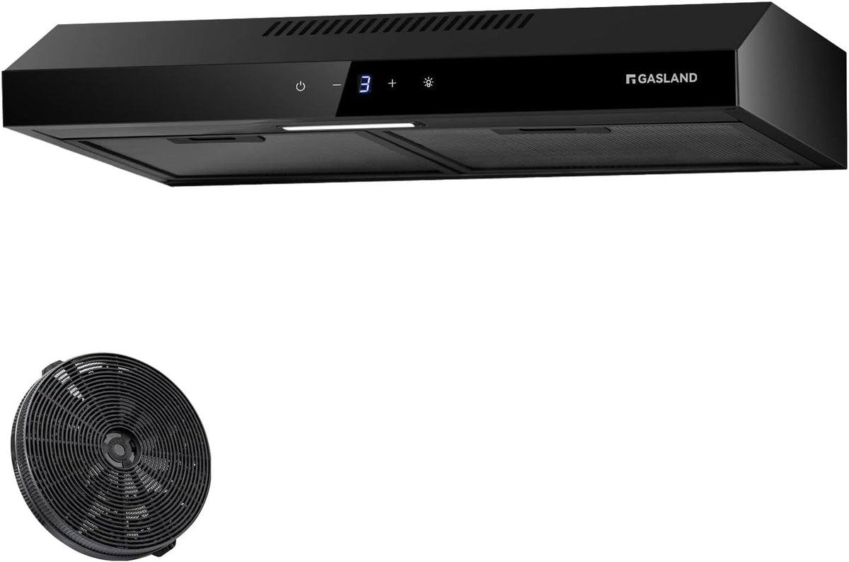 GASLAND Chef SR60BS 60 cm 202 m³/uur Stille Afzuigkap met Touch Control Zwart Stalen Afzuigkap met CF158 Geactiveerd Koolstoffilter