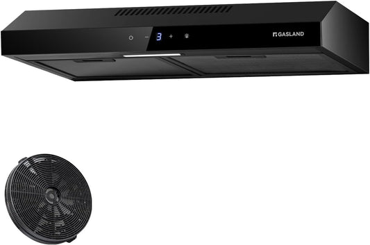 GASLAND Chef SR60BS 60 cm 202 m³/uur Stille Afzuigkap met Touch Control Zwart Stalen Afzuigkap met CF158 Geactiveerd Koolstoffilter