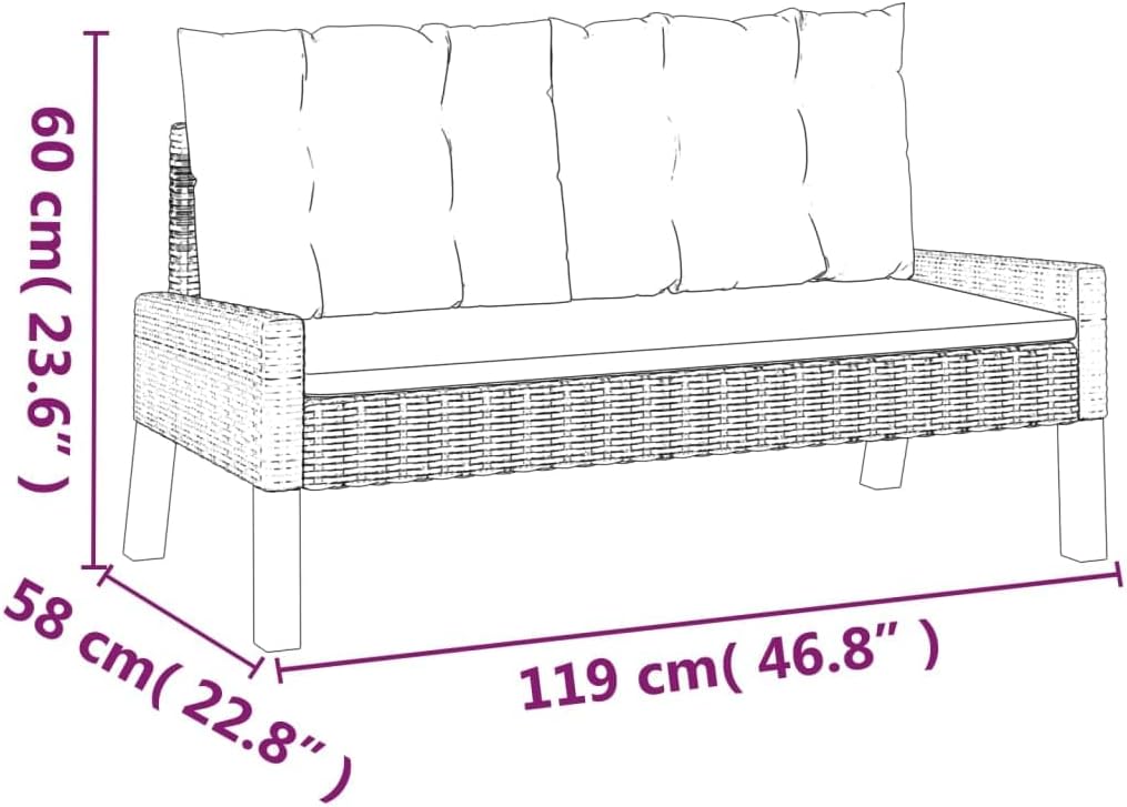 vidaXL 4-Piece Lounge Set with Cushions Poly Rattan and Solid Wood, Garden Set, Lounge Set, Garden Loungeset, Garden Set, Lounge Set, Garden Furniture Set - QUORE