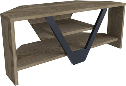 Hanah Home Stijlvolle tv-standaard, walnoot & zwart, 90 x 35 x 36,8 cm, 100% melamine gecoat verdeelbord, 18 mm dik, modern design voor woonkamer en entertainmentruimtes