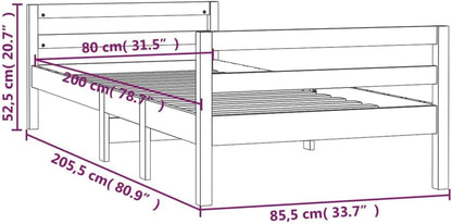 vidaXL Bedframe massief grenenhout wit 80x200 cm, eenpersoonsbed, ledikant, houten bedframe, bed, bedomranding, platformbed, bedbodem, pallet bed
