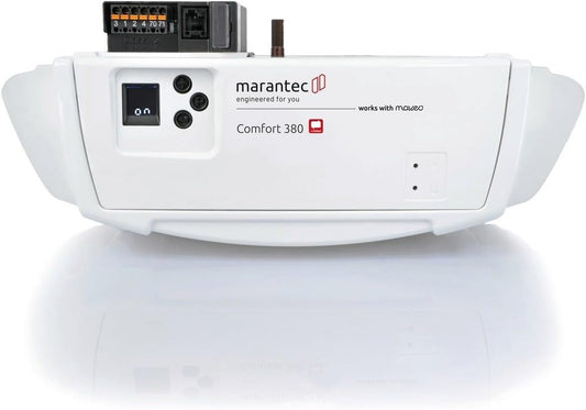 Marantec Comfort 380 Garagedeuraandrijving, set incl. 2 handzenders, elektrische poortaandrijving voor garagedeuren, sectionaaldeuren en swingpoorten, wit