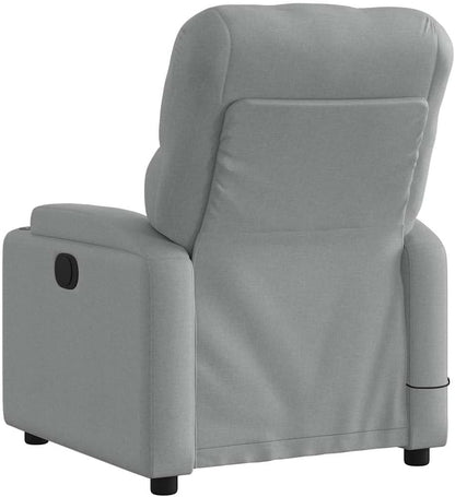 Elektrische Relaxstoel – Relaxfauteuil – Sta-op Stoel – Massagestoel – Ligstoel – 6 Massagepunten – Bekerhouder – Lichtgrijze Stof – Trillingsfunctie – Comfortabele Zitting – Stabiel Frame