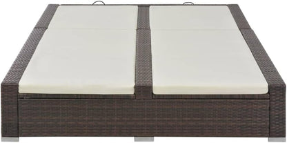 vidaXL Sun lounger Double Poly Rattan Brown and Cream Lounge Bed Sun lounger - QUORE