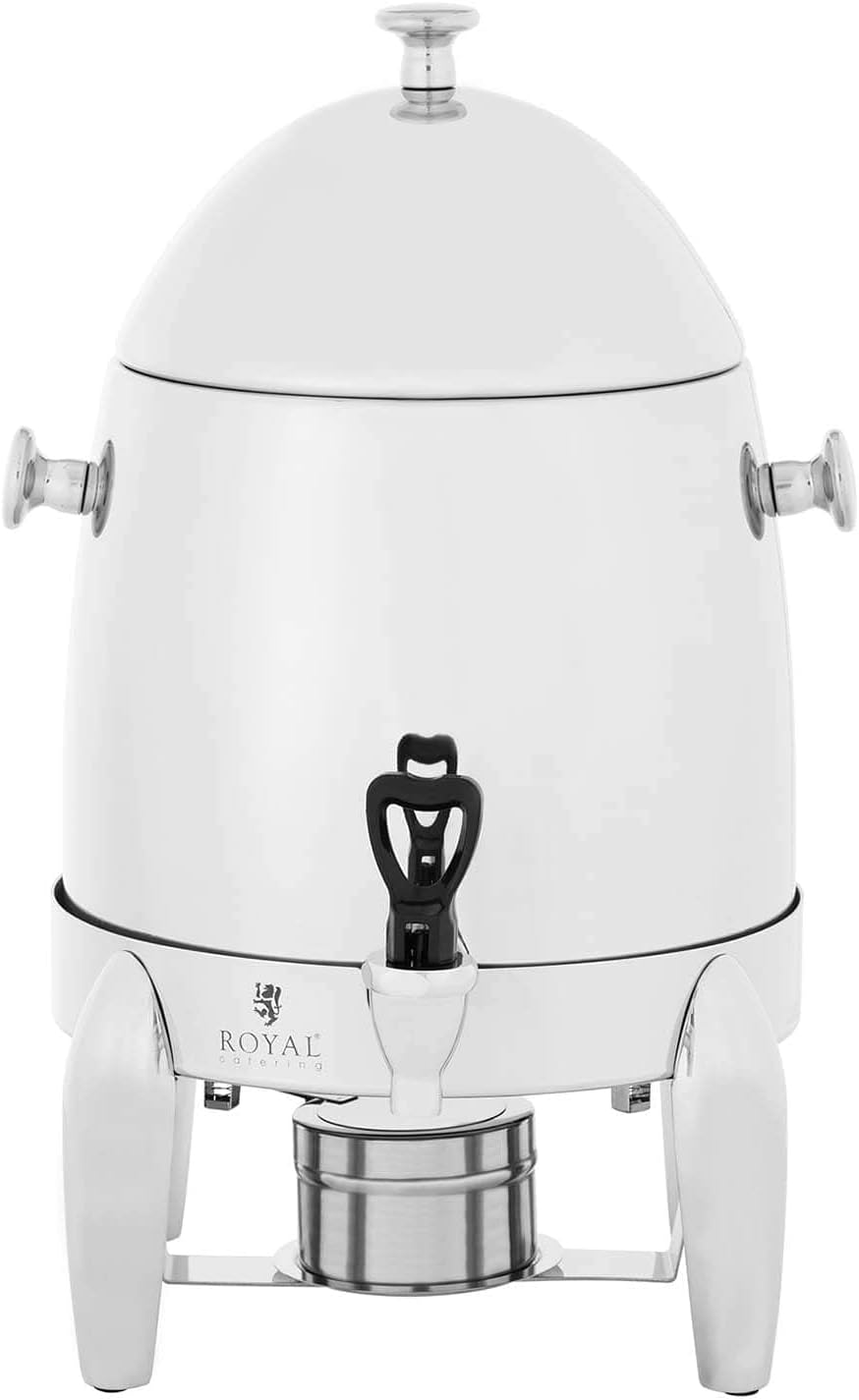 Royal Catering RCSD-9 Drankdispenser met brandstofhouder, 12 l, roestvrij staal, dispenser, drankdispenser met tapkraan, drankhouder