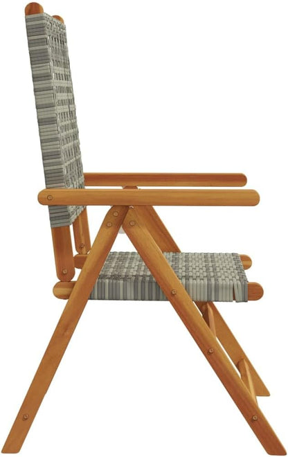 8 stuks tuinstoelen van rotan, polyethyleen, massief hout, grijs, met verstelbare functie en robuuste structuur voor buiten, duurzaam en comfortabel - QUORE