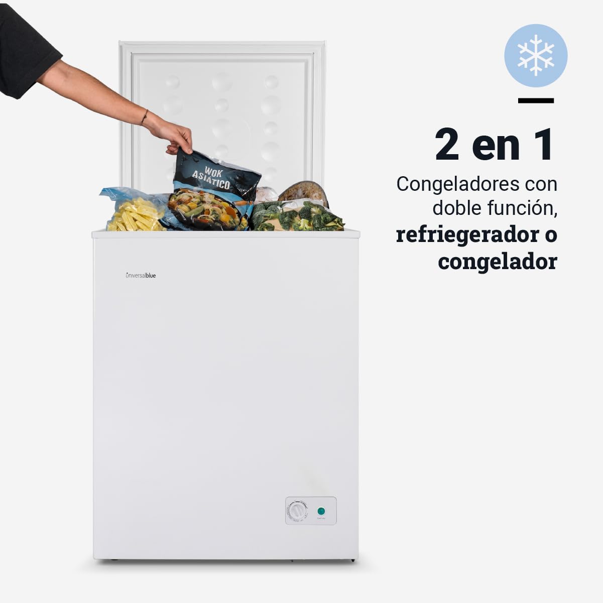 UNIVERSALBLUE 2-in-1 freezer, 147 l, white, fridge and freezer, mechanical operation, silent system, shipping and conversion on the floor included - QUORE