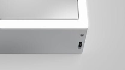 Talos Silver Magnus Led-spiegelkast, 80 x 70 x 13 cm, badkamerdesign spiegelkast met rondom ledverlichting, neutraal witte lichtkleur aluminium, mat zilver, dubbelzijdig gespiegeld, 2 glazen planken