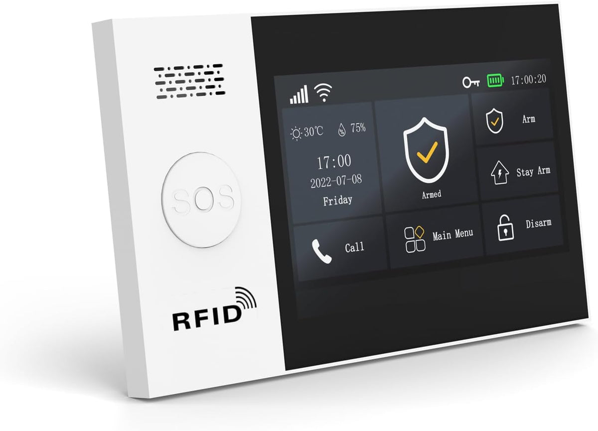 XNY 12-delige kit volledig touchscreen draadloos Smart Home Alarmsysteem, DIY 4G en WiFi inbraakalarmsysteem voor thuisbeveiliging met APP Alert, Bewegingsmelder, Deurraamsensor, Afstandsbediening