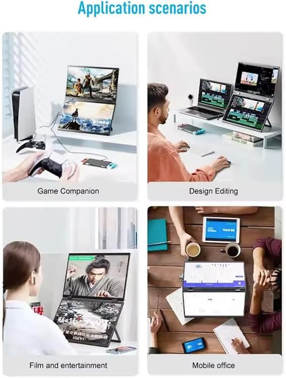 Lipa HDR-72 Dual Portable monitor Full HD - Foldable folding screen - Display - Ultrawide monitor - 2x 15.6 inch - Tri-screen- Triple monitor - 60 Hz - HDR and IPS - QUORE