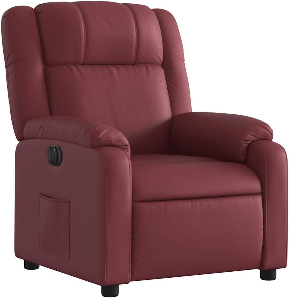 Elektrisch Verstelbare Fauteuil – Relaxstoel – Leunstoel – Tv Stoel – Relaxfauteuil – Kunstleer Wijnrood – Elektrische Verstelling Tot 135 Graden – Comfortabele Dikke Bekleding
