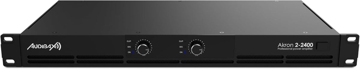 Audibax Akron 2-2400 Digitale versterker, 2-kanaals vermogen, 600 W, eenvoudige geluidsbediening, verbinding in brug-, stereo- of parallelle modus, XLR en speakon