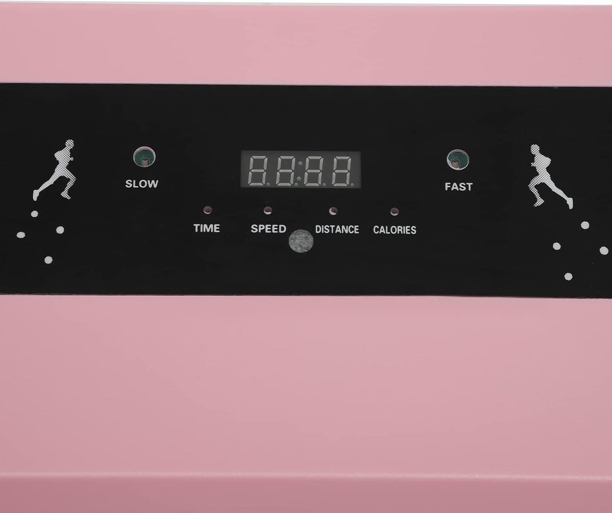 Intelligent Walking Path, Undertable Treadmill with Handle and LED Display, Surface 0.6 m², Foldable, 1-6 km/h Treadmill, Electric Training Device for Home, Office, Pink - QUORE