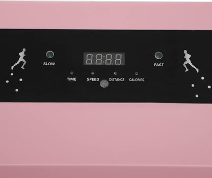 Intelligent Walking Path, Undertable Treadmill with Handle and LED Display, Surface 0.6 m², Foldable, 1-6 km/h Treadmill, Electric Training Device for Home, Office, Pink - QUORE