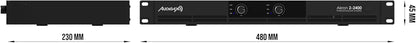 Audibax Akron 2-2400 Digitale versterker, 2-kanaals vermogen, 600 W, eenvoudige geluidsbediening, verbinding in brug-, stereo- of parallelle modus, XLR en speakon