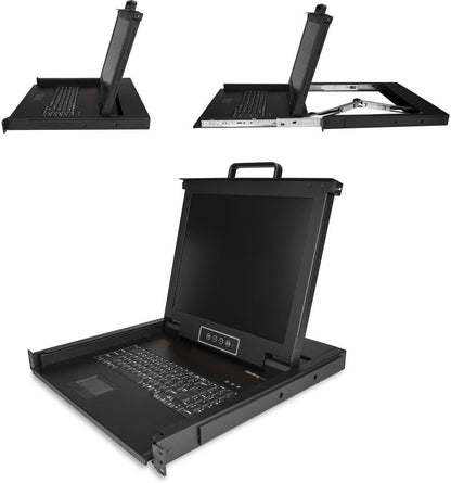 StarTech.com Rekbeugel KVM-console - Single Port VGA KVM met 17" LCD-monitor voor serverrek - volledig uitgeruste universele 1U LCD KVM-lade met kabels en hardware - USB-ondersteuning - 50.000 MTBF (RKCONS1701)
