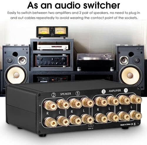 Dual Analoge VU Meter Audio Switcher 2 Way Amp/Speaker Audio Switcher Box Amp Selector DB Paneel Display