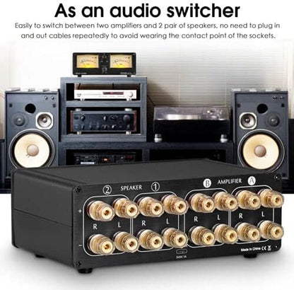Dual Analoge VU Meter Audio Switcher 2 Way Amp/Speaker Audio Switcher Box Amp Selector DB Paneel Display