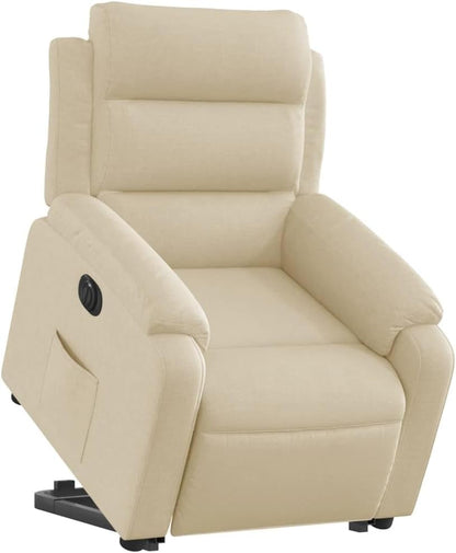 Relaxstoel Met Opstahulp – Elektrische Relaxstoel – Tv-Stoel – Ligstoel – Enkel Ligstoel – Crème Stof – Elektrisch Kantelsysteem – Max 110 Kg Draagvermogen