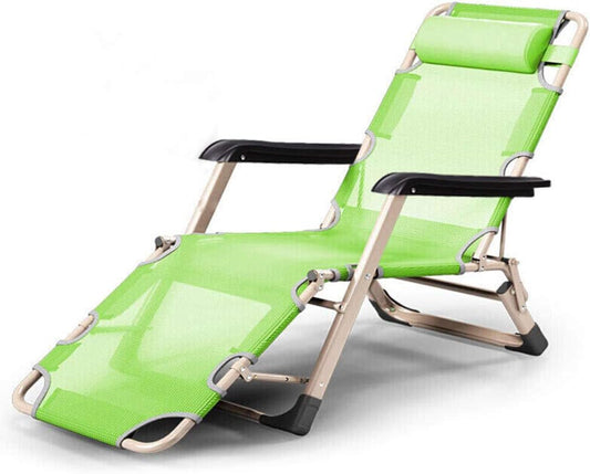 Sunbed Deck Chair, Garden Chairs Foldable, Lying Zero Gravity Sun Lounger, Garden Patio Folding Outdoor Chair with Pillow Adjustable Backrest Load Capacity 150kg with Pillow. - QUORE