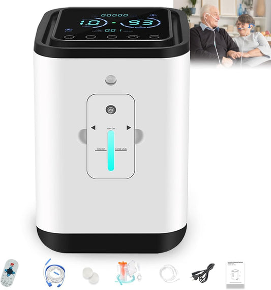 Zuurstofconcentrator 1-7L/min Instelbare Zuurstofconcentrator 93%~30% Hoge Zuiverheid Zuurstof Hoogwaardige Zuurstofmachine voor Thuisgebruik voor zuurstoftherapie 220V EU-stekker