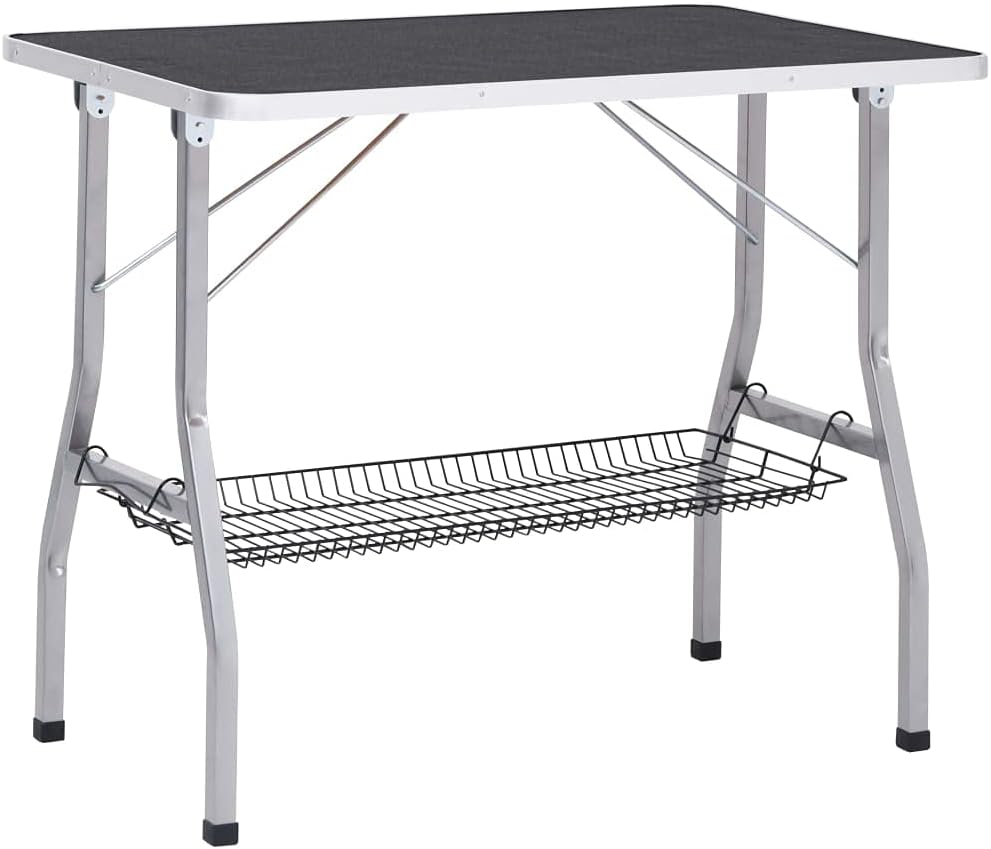 vidaXL Dog grooming table adjustable with 2 loops and storage shelf