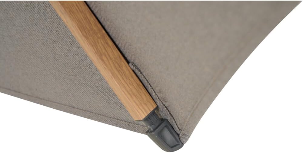 Siena Garden Vero middenstokscherm houtlook Ø 300 cm frame aluminium houtlook, bekleding 100% polyester, 280 g/m² in taupe-gemêleerd, UPF 50+