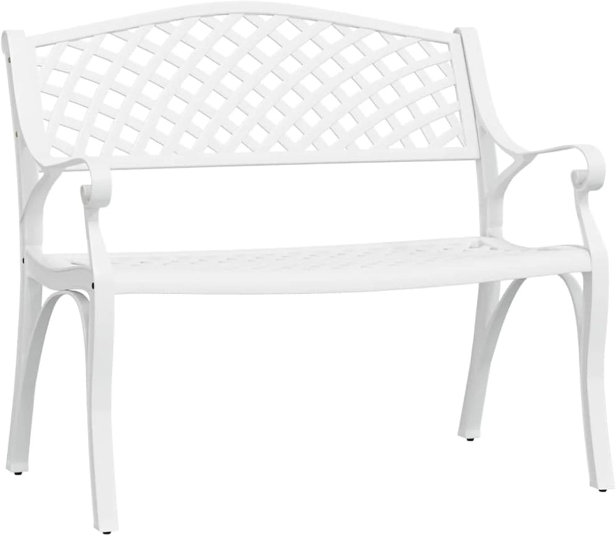 Garden Bench 102 cm Cast Aluminium White Outdoor Bench Furniture - QUORE