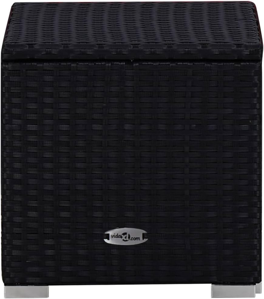 vidaXL 3-piece sunbed set with tea table poly rattan black