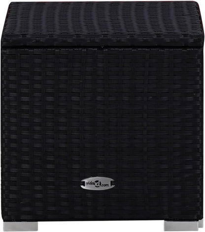 vidaXL 3-piece sunbed set with tea table poly rattan black