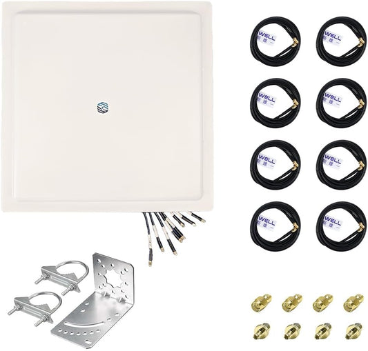 Maswell 8MIMO_Ultra: 4G 5G 8X8 MIMO-antenne, 10dBi externe antenne met hoge versterking, mobiele 4G LTE 5GA 5G NR UWB 600-8000MHz voor routers en gateways, WiFi 7-klaar (complete kit)