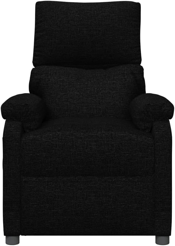 Relaxstoel, elektrisch, zwarte stof, tv-stoel met ligfunctie, enkele ligstoel, relaxstoel voor woonkamer, slaapkamer, A1