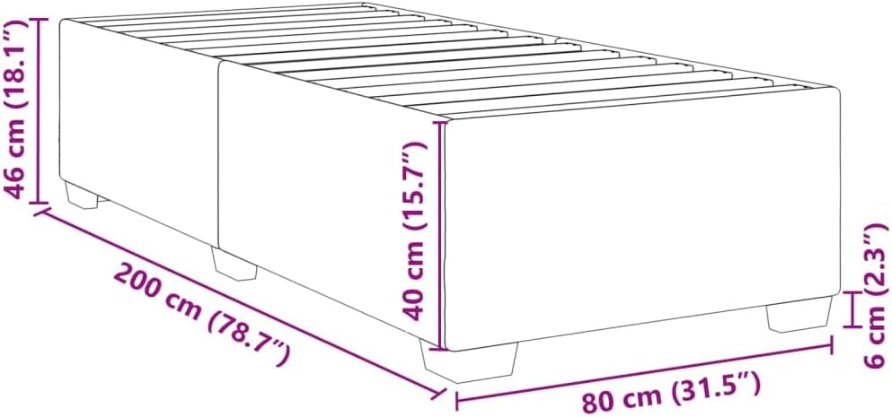Bedframe – Bed – Bedframe Structuur – Bedbodem – Slaapmeubel – Crème Kleur – 80 x 200 cm – Ademend Polyester – Stevige Lattenbodem