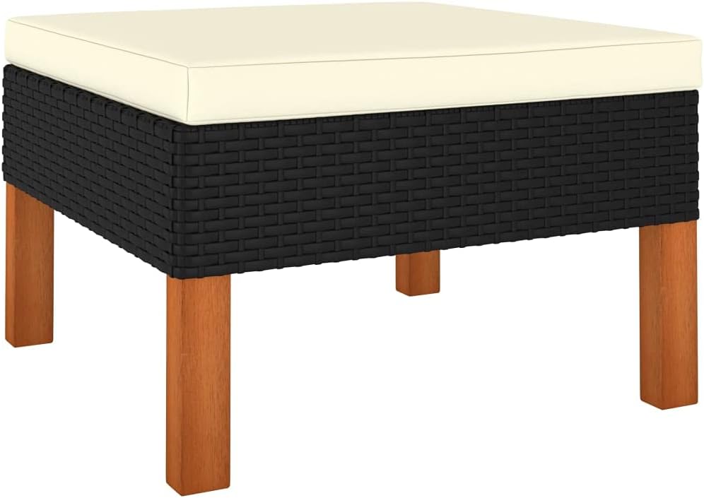vidaXL 3-piece Lounge set poly rattan and solid eucalyptus wood - QUORE