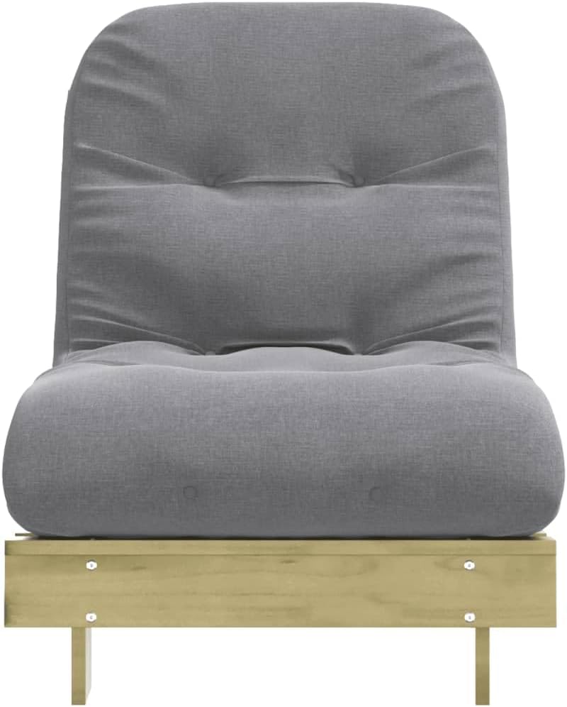 Futon Sofa Bed with Mattress 70 x 206 x 11 cm Pine Wood Impregnated for Bedroom and Living Room - QUORE